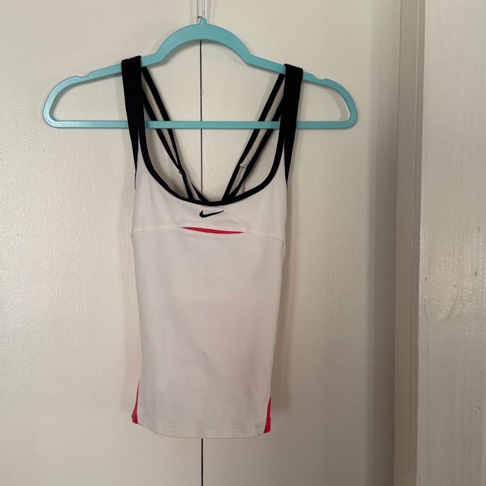 Nike White and Black Sports Tank